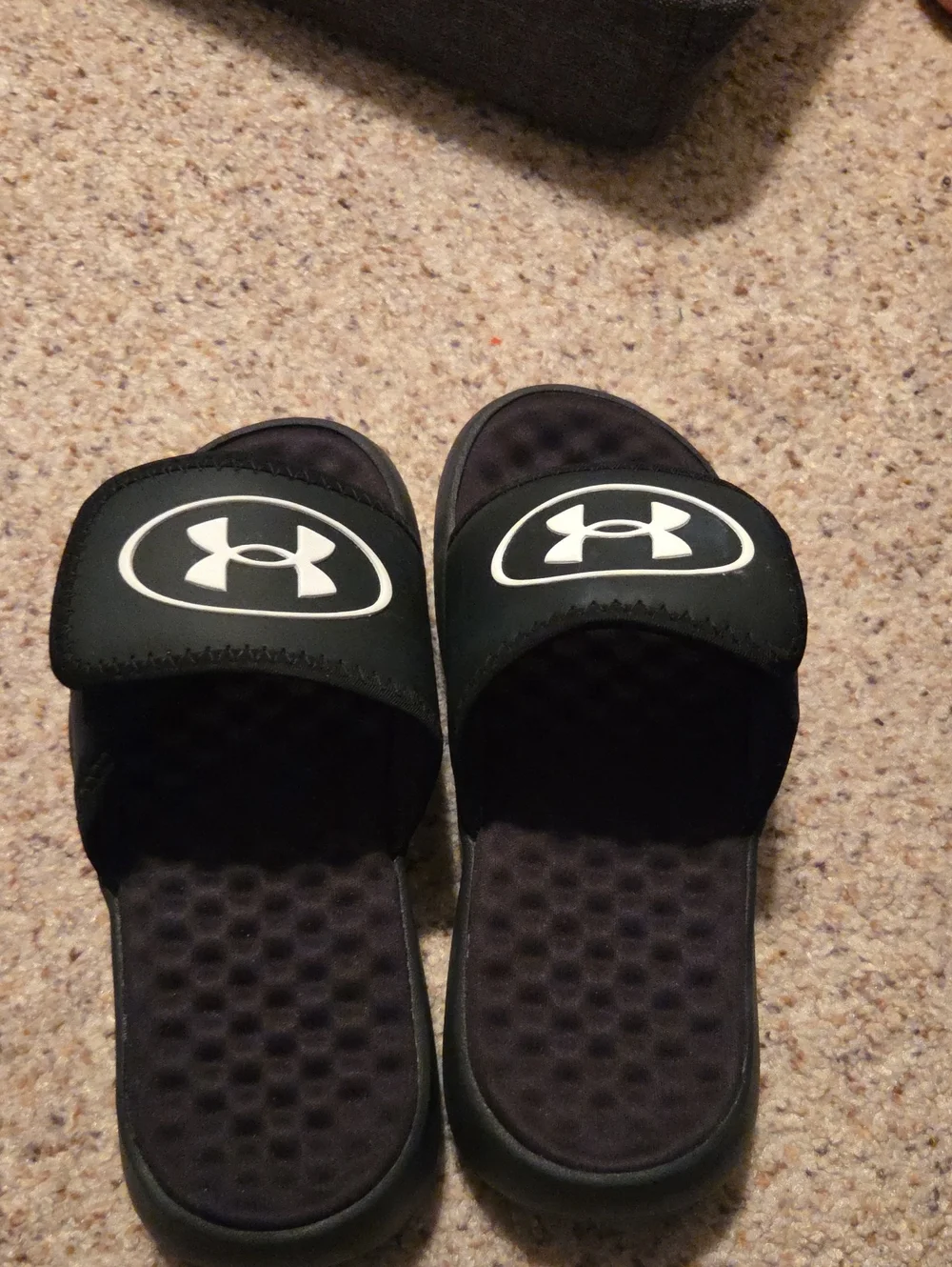 Under Armour Black Slide Sandals with White Logo